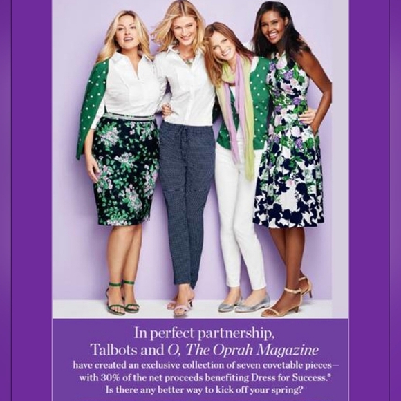 Talbots The Oprah Magazine Collection Floral Skirt Sz 12 Petite Navy Spring Chic - Picture 2 of 14